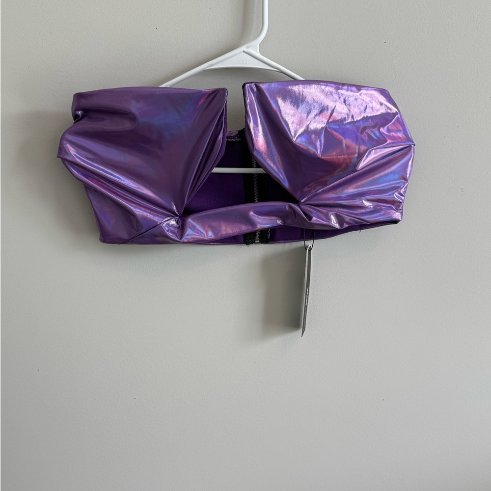 Metallic Purple Tube Top and Mini Skirt Set